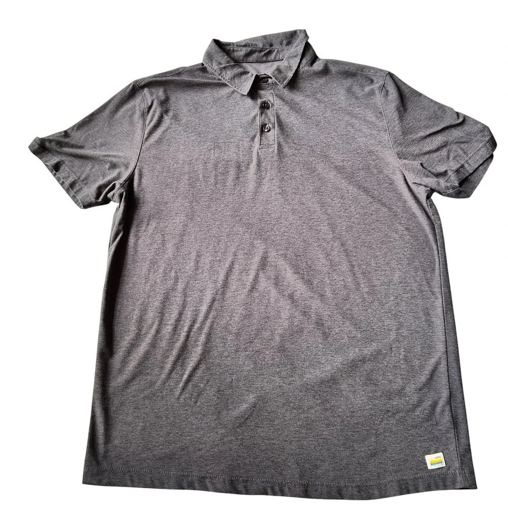Vuori Strato Tech Polo Medium Charcoal Grey Heather Performance Shirt - Picture 1 of 5